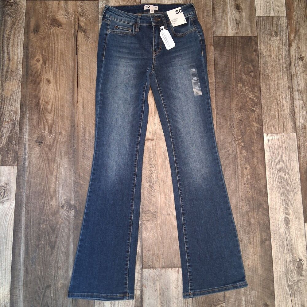 SO Low-Rise Bootcut Denim Jeans Medium Wash 3/26W Western Cowgirl Indie Sleaze